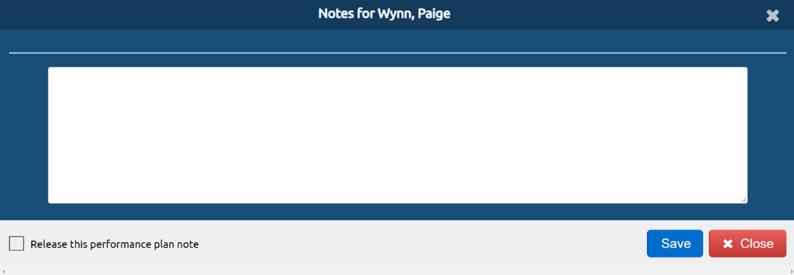 Image showing the USA Performance Notes modal